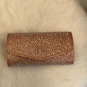 Pink rhinestone clutch bag